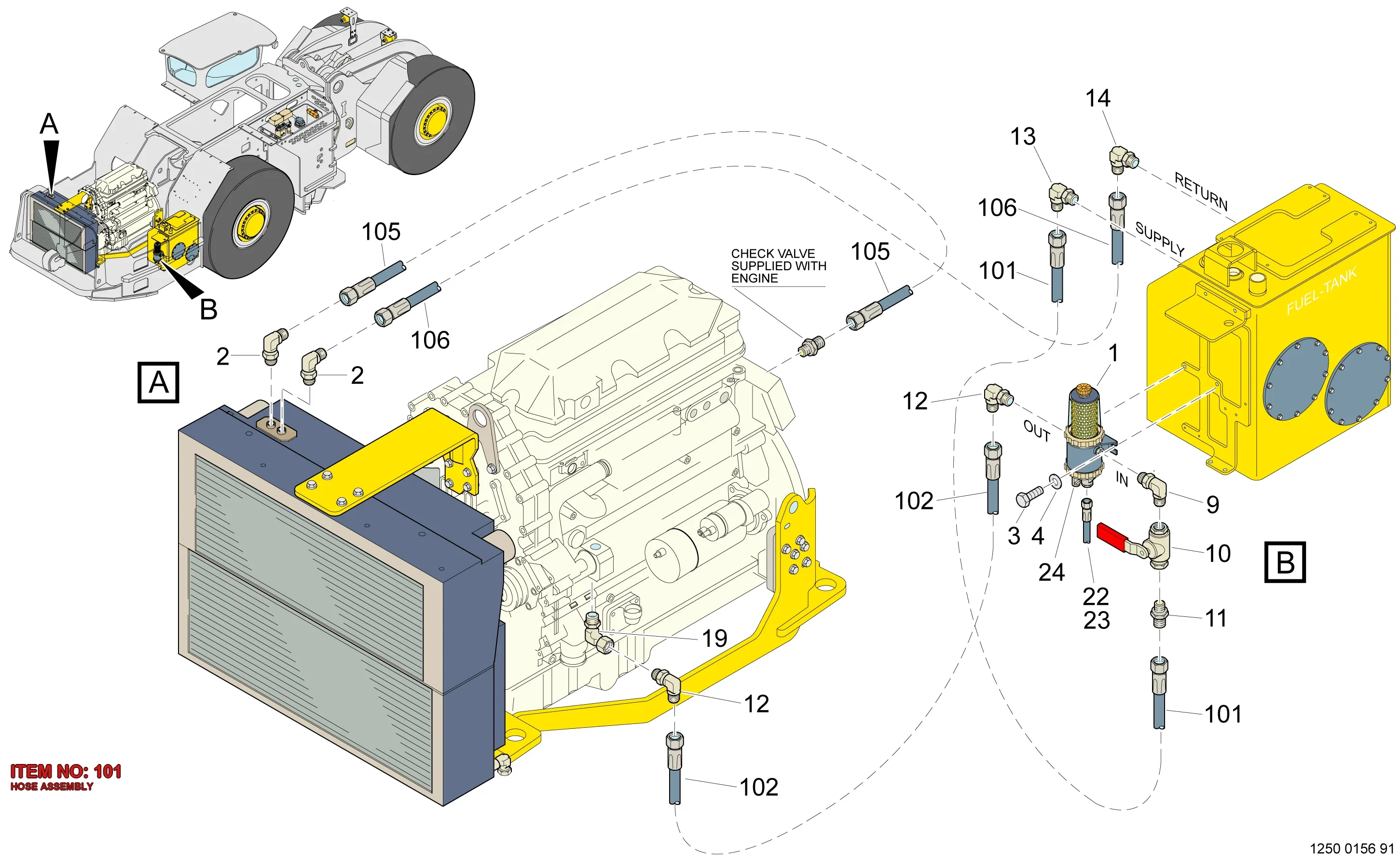 5507 6233 00 HOSE ASSEMBLY - Technical Drawing