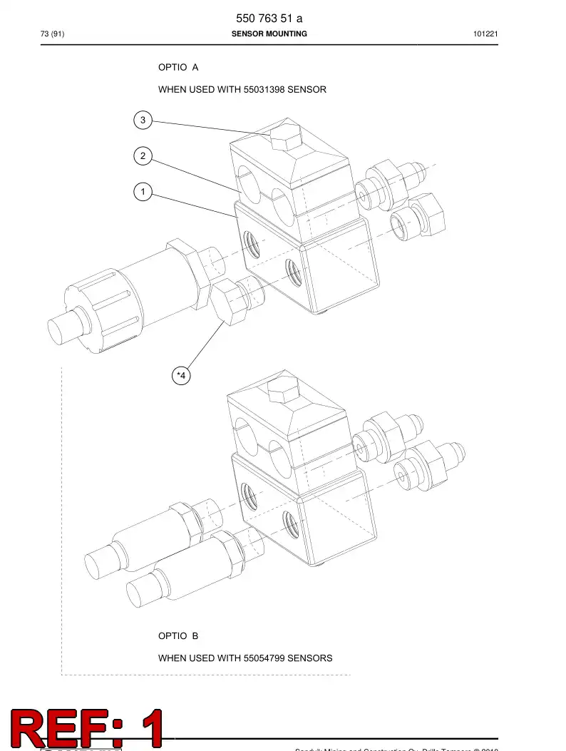 55076327a 550 763 27a Cable entry plate - Sandvik Technical Drawing