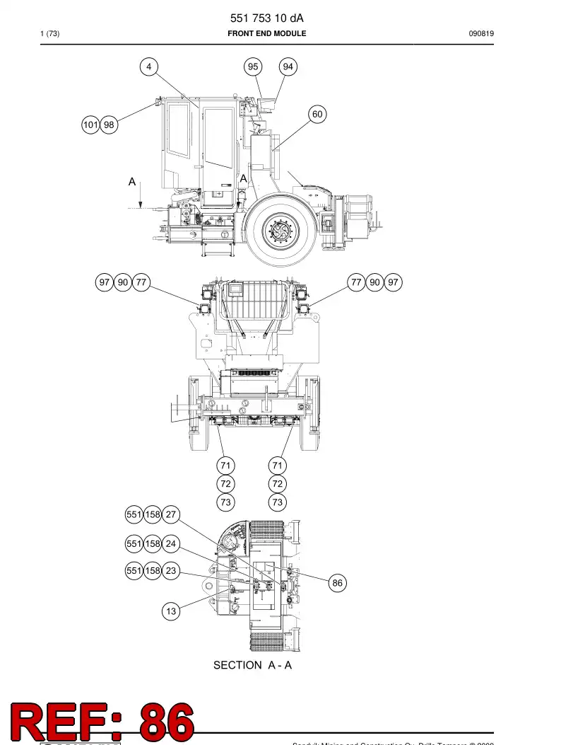 55076508 550 765 08 Counterweight - Sandvik Technical Drawing