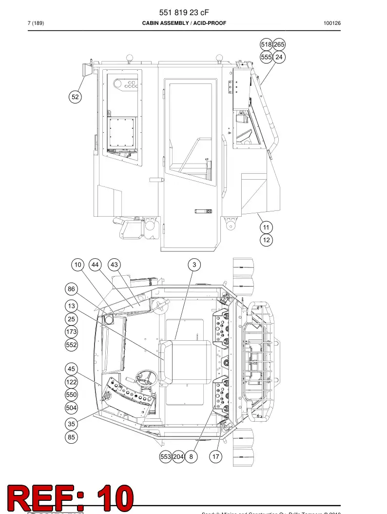 55076675a 550 766 75a Middle cover - Sandvik Technical Drawing