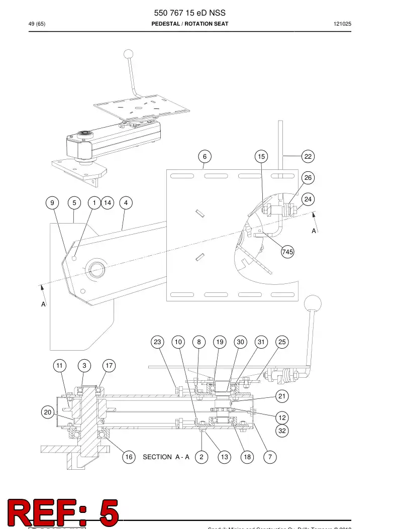 55076717 550 767 17 Shaft assembly - Sandvik Technical Drawing