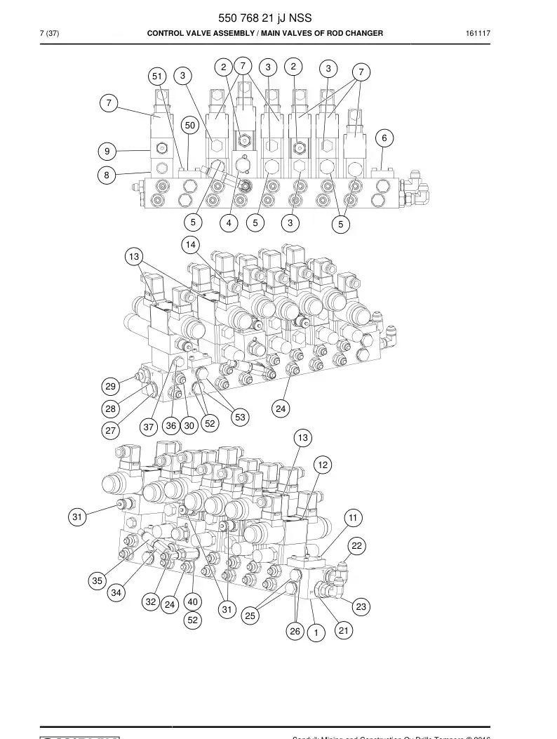 55076821l 550 768 21l Control Valve Assembly - Sandvik Technical Drawing