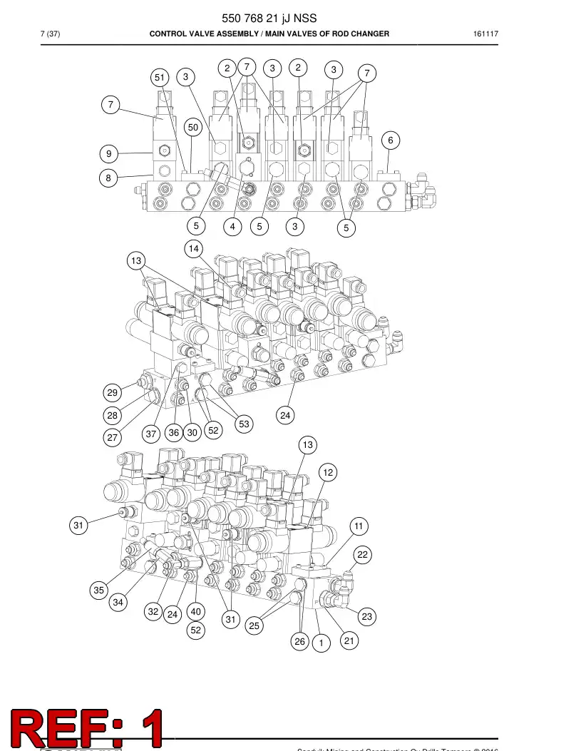 55077003b 550 770 03b Manifold Body, Valve - Sandvik Technical Drawing