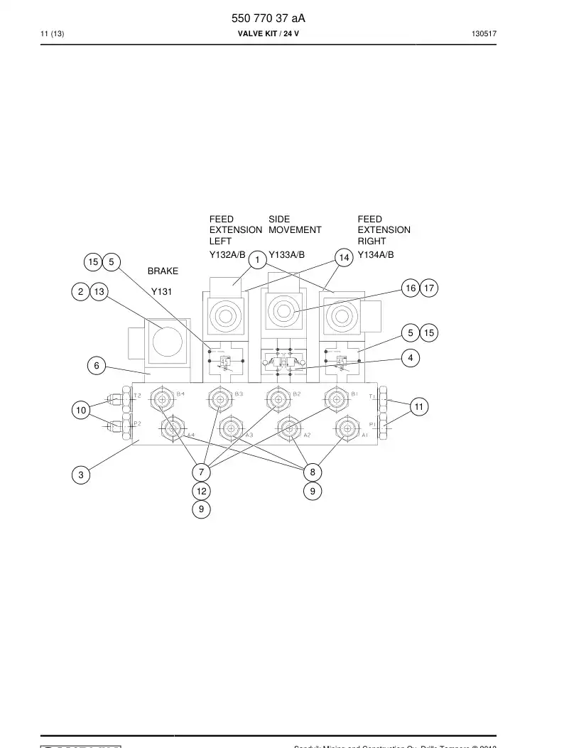 55077037a 550 770 37a Valve Kit - Sandvik Technical Drawing