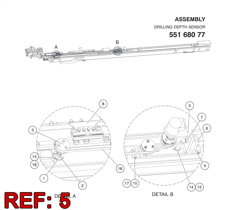 55077301 550 773 01 SENSOR ASSEMBLY - Sandvik Technical Drawing