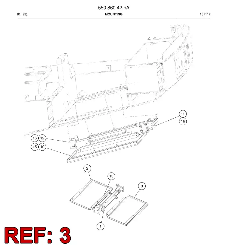 55077334a 550 773 34a Bottom plate - Sandvik Technical Drawing