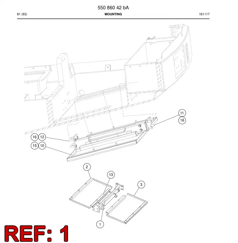 55077335a 550 773 35a Plate, Belly - Sandvik Technical Drawing