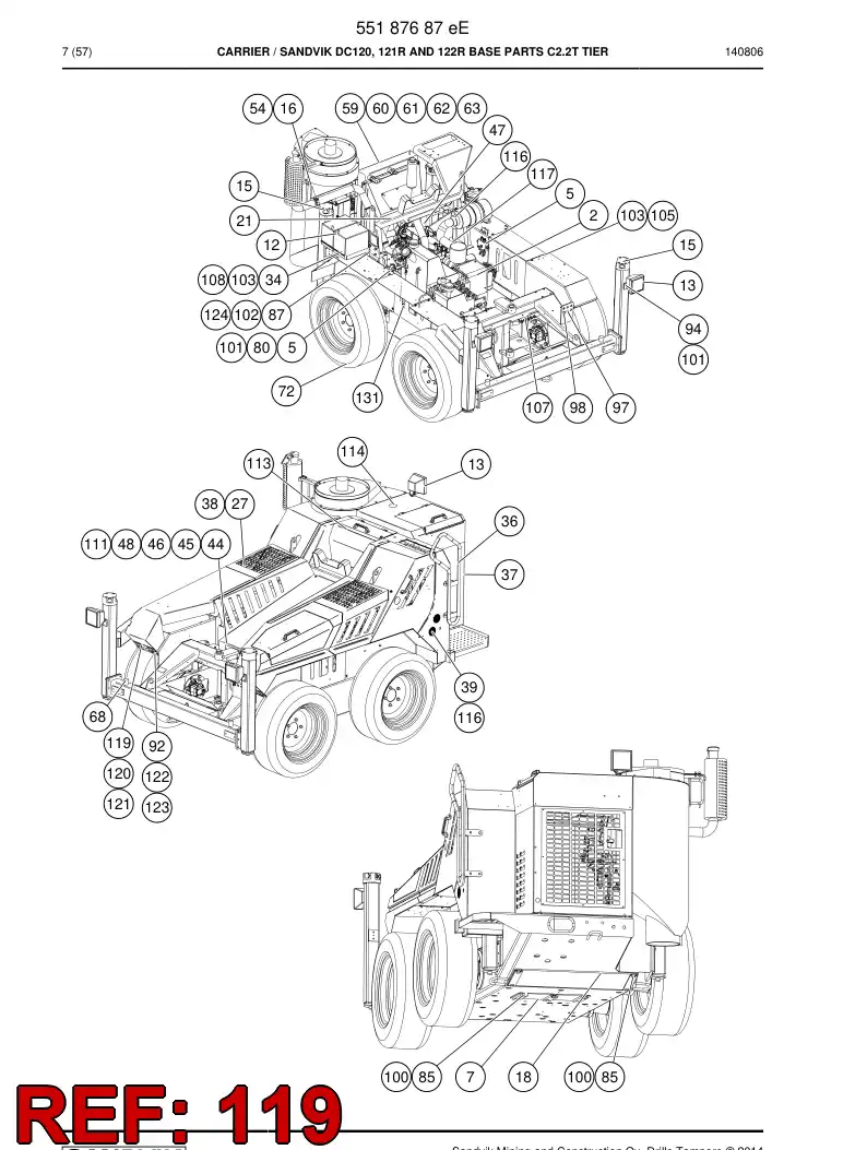 55077525a 550 775 25a Plate, Extension - Sandvik Technical Drawing