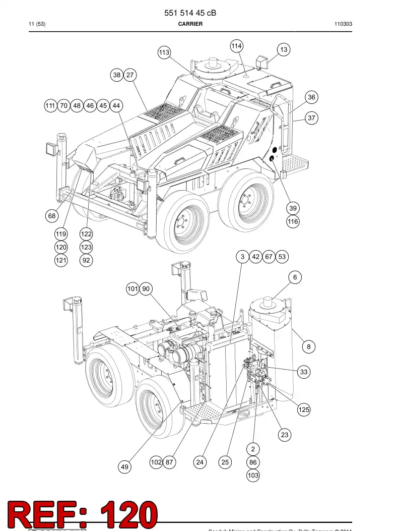 55077535 550 775 35 Extension plate - Sandvik Technical Drawing