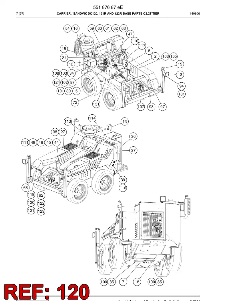 55077535a 550 775 35a Plate, Extension - Sandvik Technical Drawing
