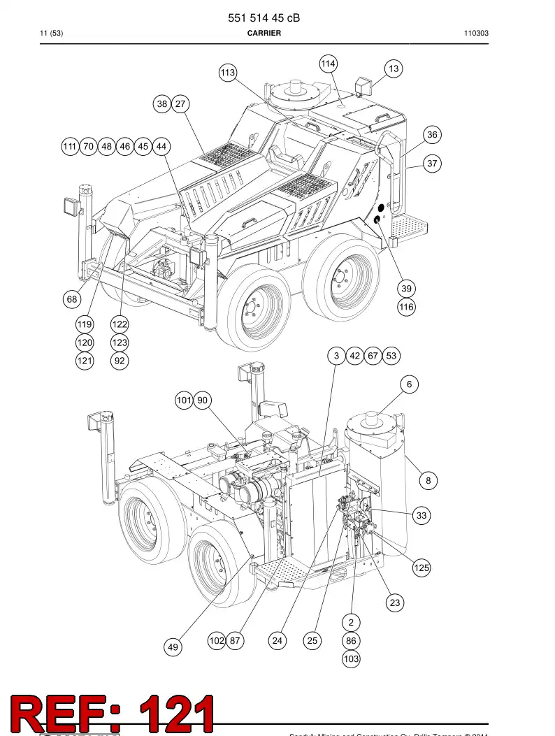 55077536 550 775 36 Extension plate - Sandvik Technical Drawing
