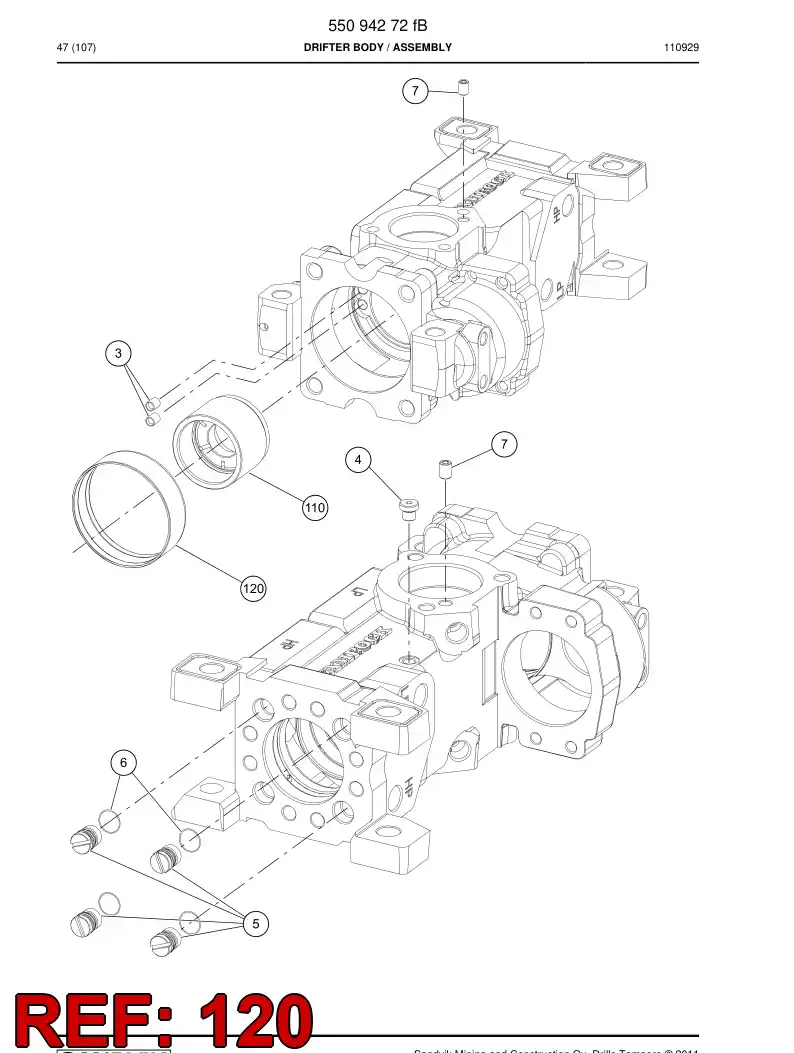 55077569 550 775 69 Bearing bushing - Sandvik Technical Drawing