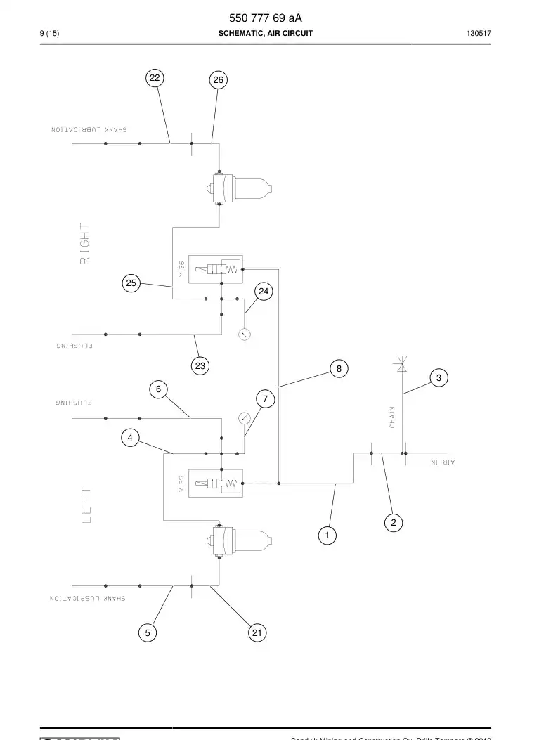 55077769a 550 777 69a Schematic, Air Circuit - Sandvik Technical Drawing