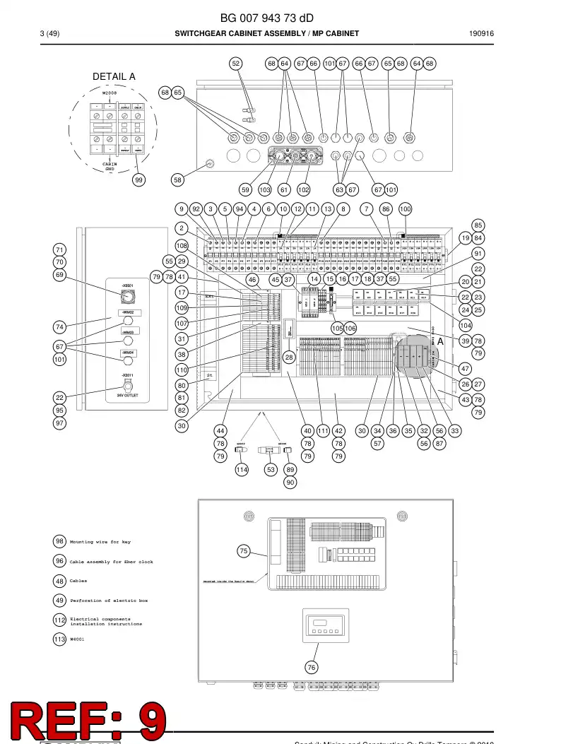 55077932 550 779 32 Bus bar - Sandvik Technical Drawing