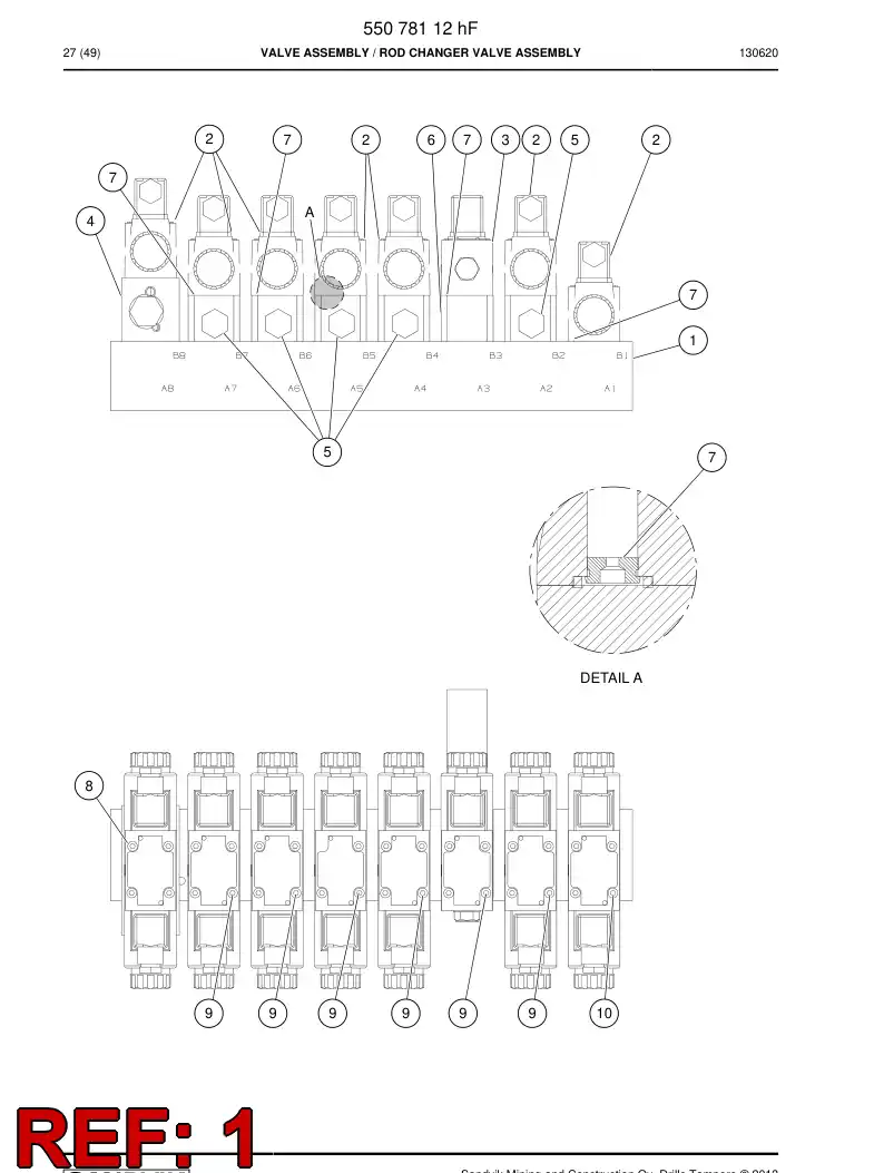 55077974a 550 779 74a Plate, Base - Sandvik Technical Drawing
