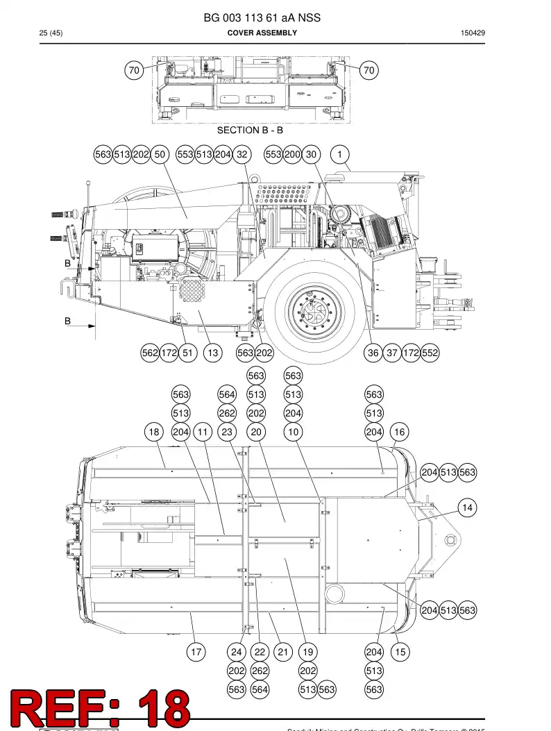 55078040a 550 780 40a Plate, Cover - Sandvik Technical Drawing
