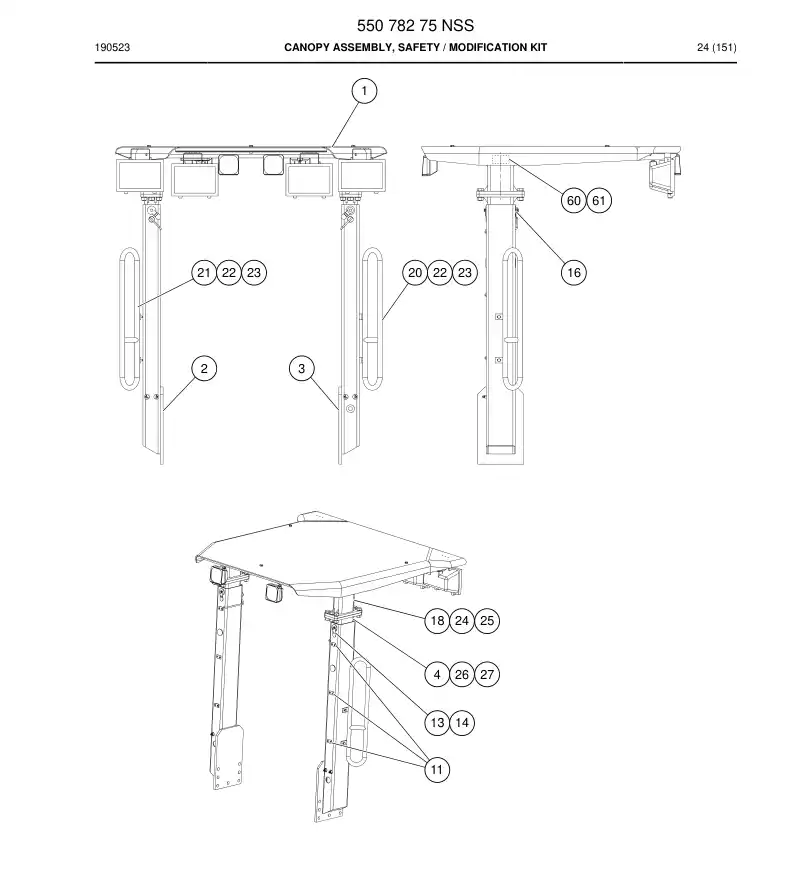 55078275 550 782 75 Canopy Assembly, Safety - Sandvik Technical Drawing