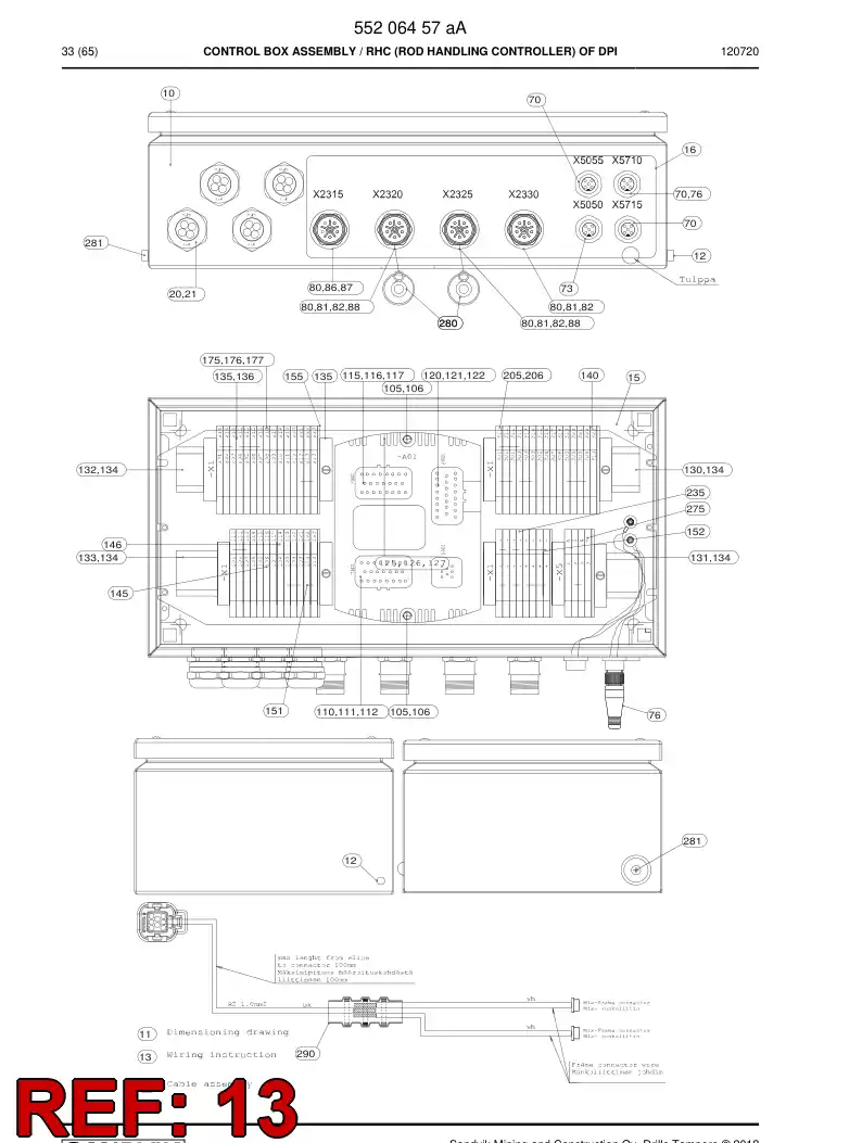 55078321a 550 783 21a Wiring instruction - Sandvik Technical Drawing