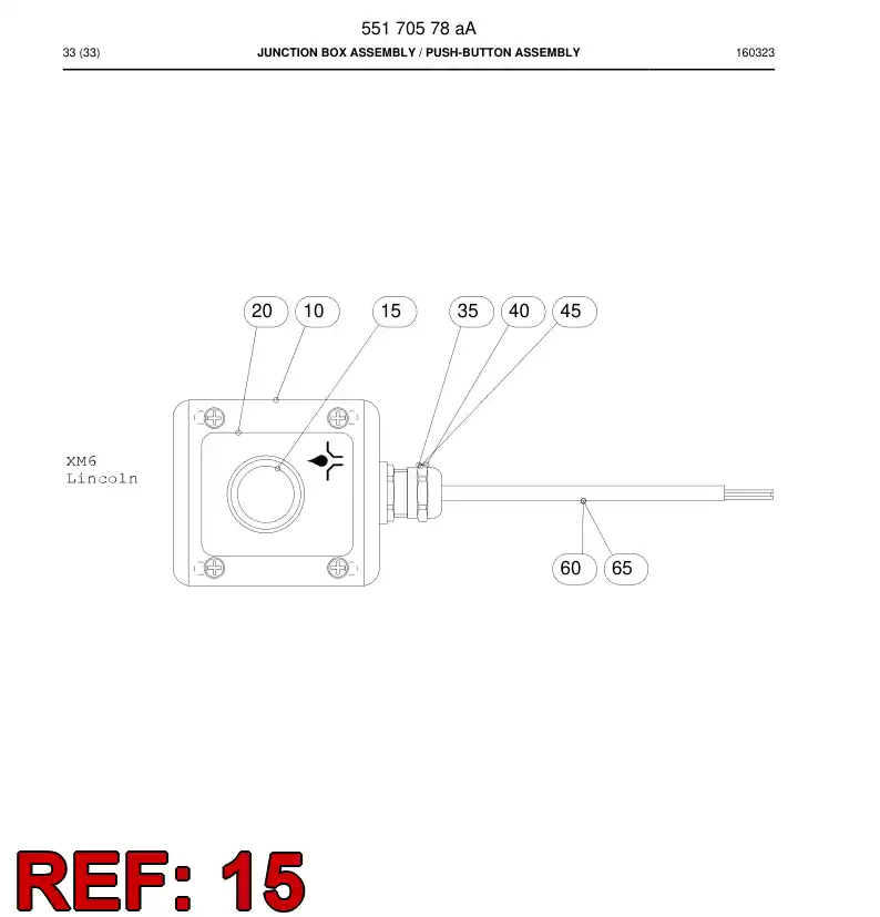 55078416 550 784 16 Push Button, Illuminated - Sandvik Technical Drawing