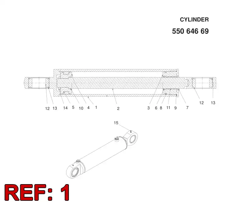 55078464 550 784 64 CYLINDER TUBE - Sandvik Technical Drawing