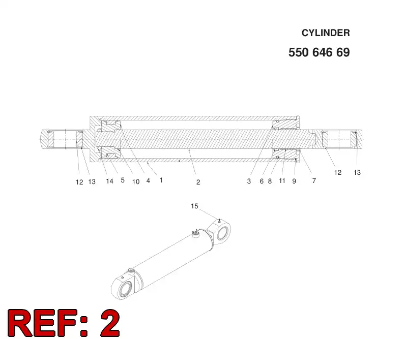 55078465 550 784 65 Rod, PISTON - Sandvik Technical Drawing