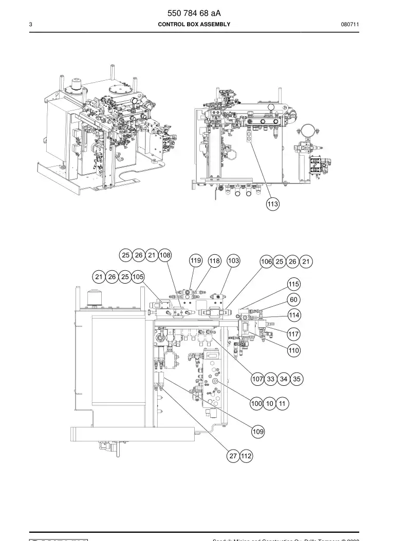 55078468a 550 784 68a Control box assembly - Sandvik Technical Drawing