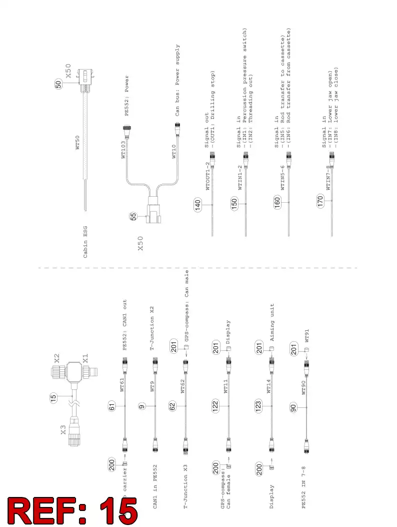 55078644 550 786 44 PRE-WIRED PLUG CABLE - Sandvik Technical Drawing