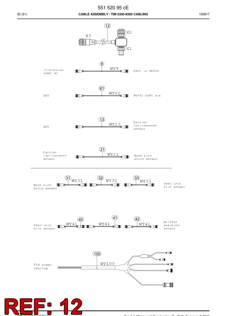55078644a 550 786 44a Pre-wired plug cable - Sandvik Technical Drawing