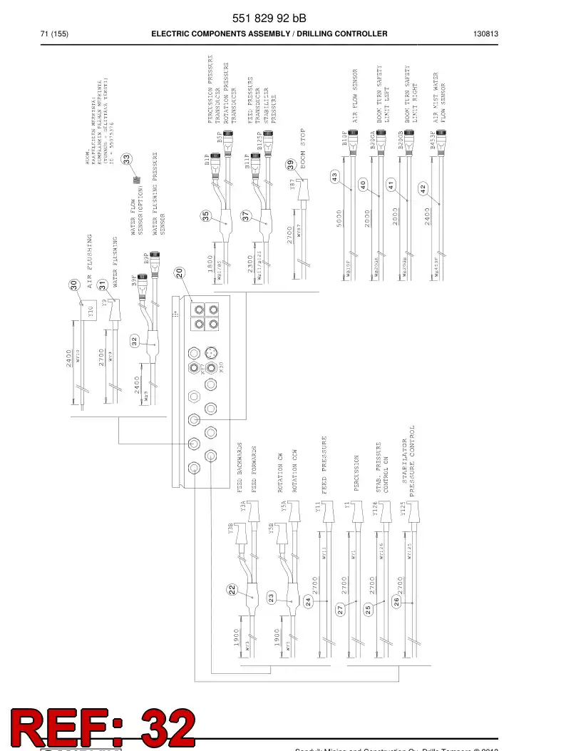55078885e 550 788 85e Cable, Pre-Wired Plug - Sandvik Technical Drawing