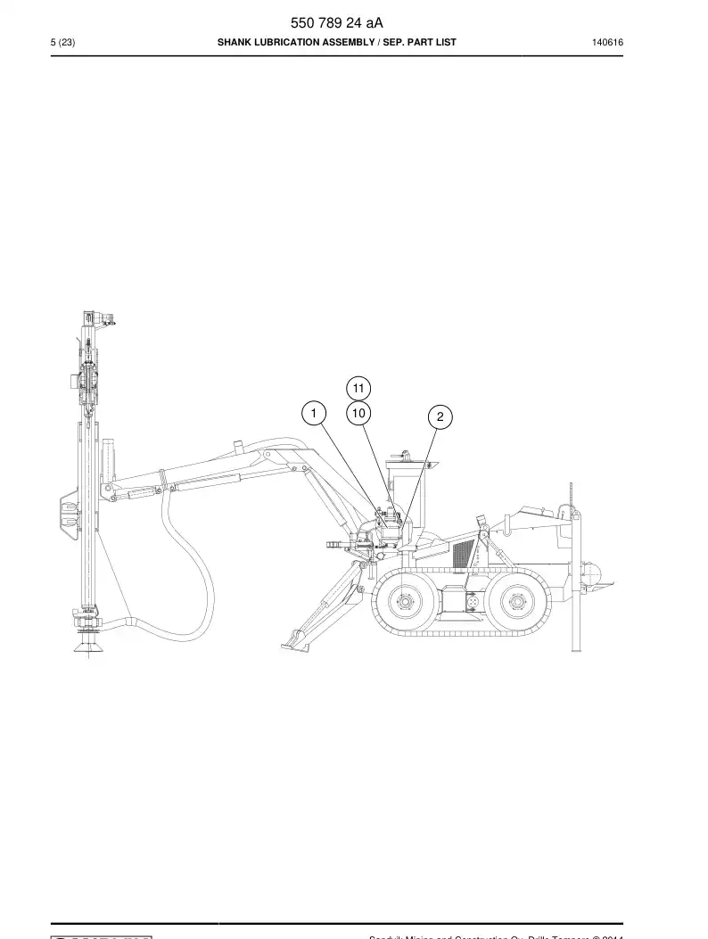 55078924a 550 789 24a Shank Lubrication Assembly - Sandvik Technical Drawing