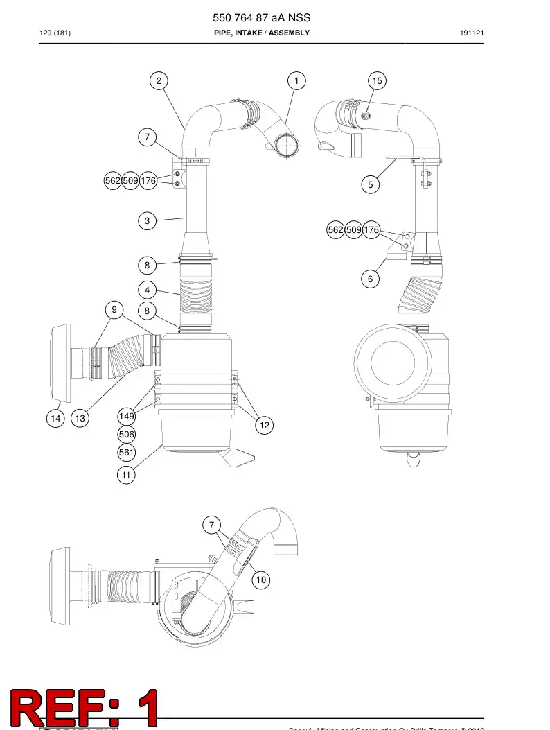 55079140 550 791 40 Pipe, Intake - Sandvik Technical Drawing