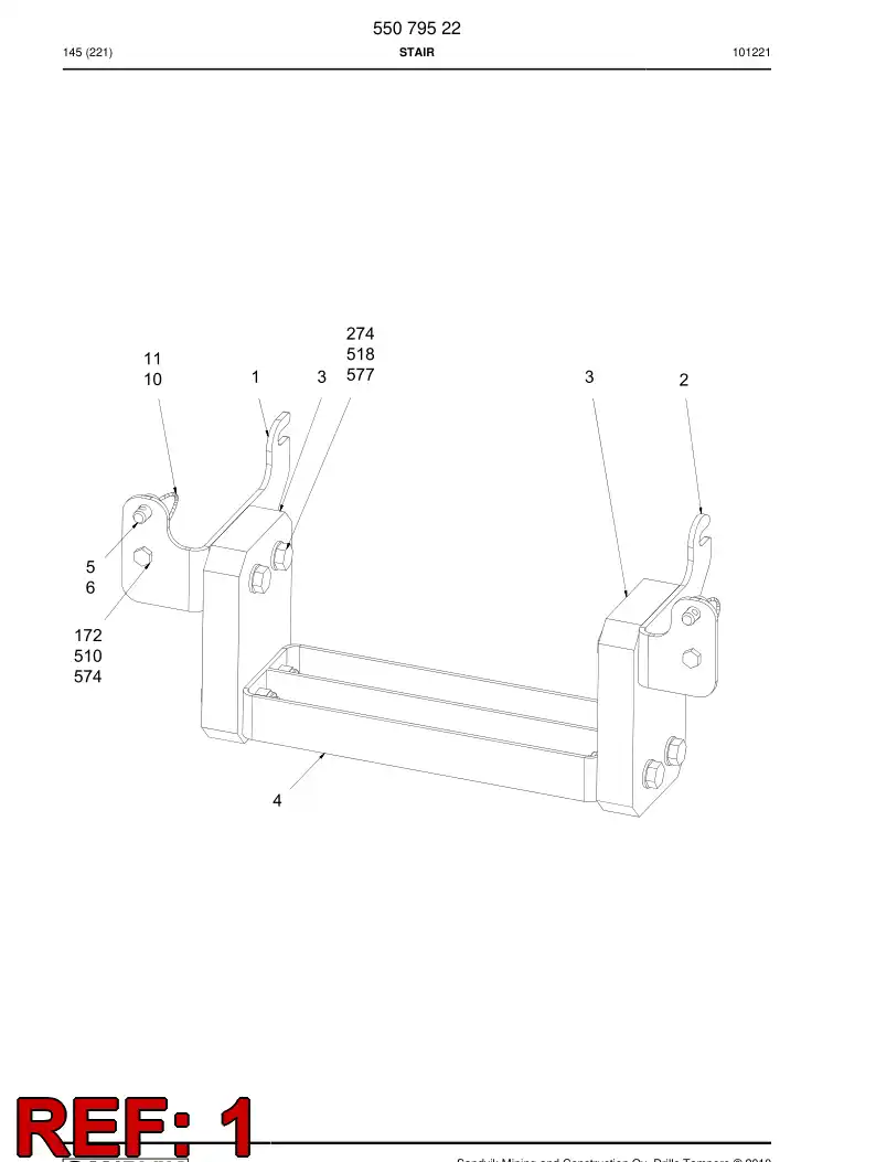 55079510 550 795 10 Plate - Sandvik Technical Drawing
