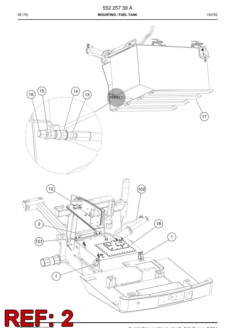 55079579a 550 795 79a Support, Front - Sandvik Technical Drawing
