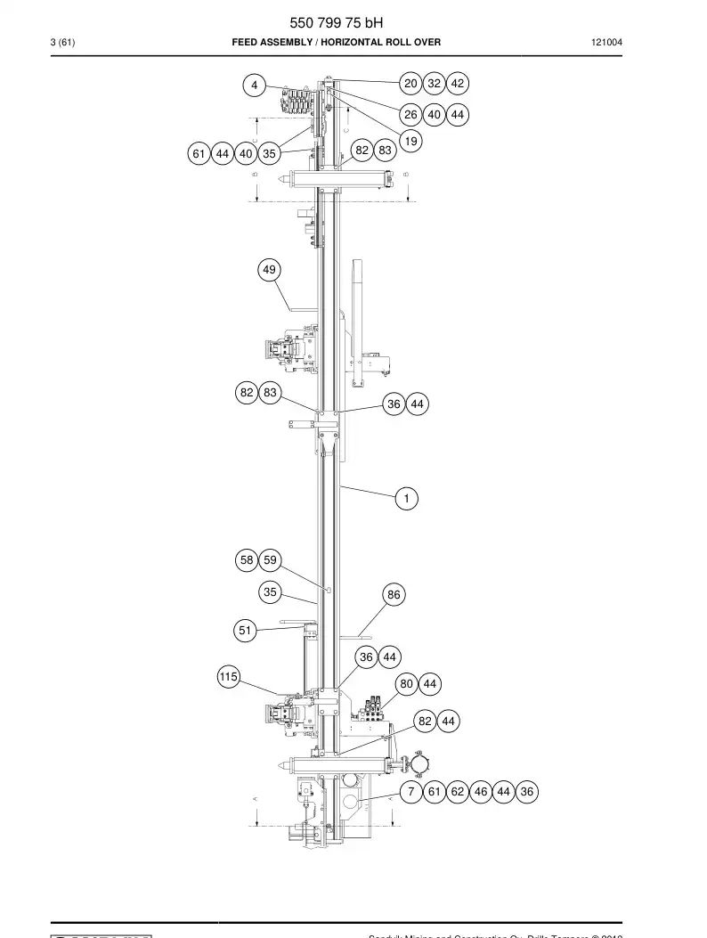 55079975b 550 799 75b FEED ASSEMBLY - Sandvik Technical Drawing