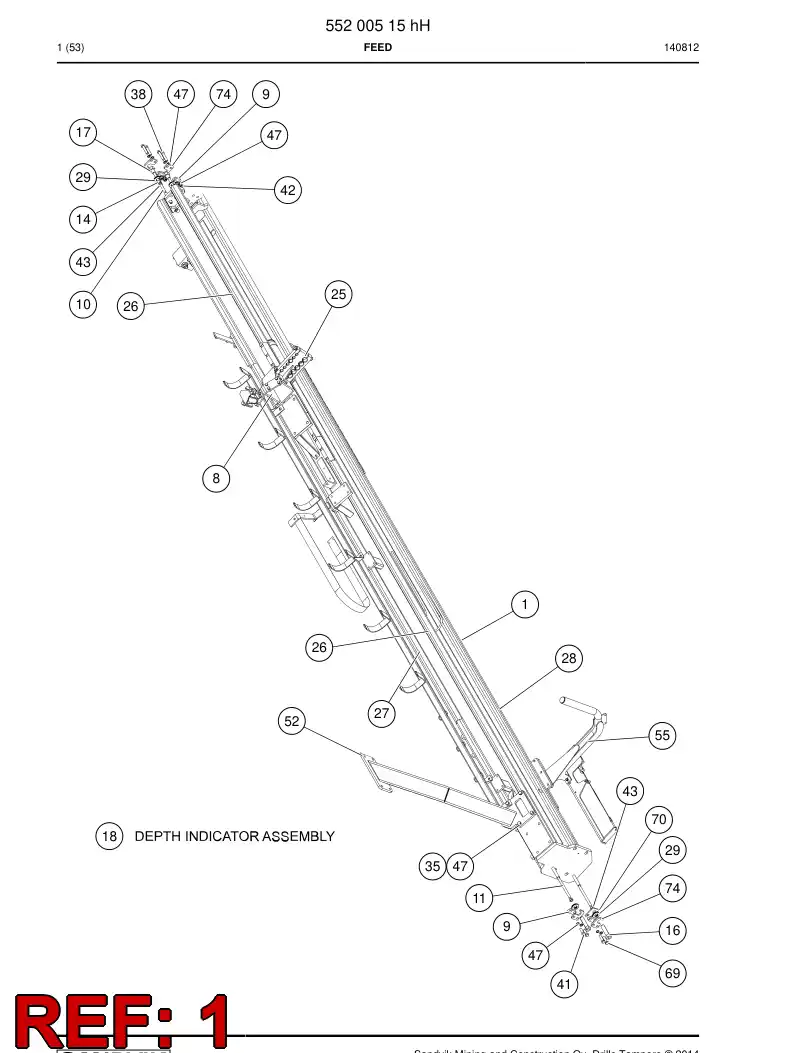 55080148a 550 801 48a Beam, Feed - Sandvik Technical Drawing