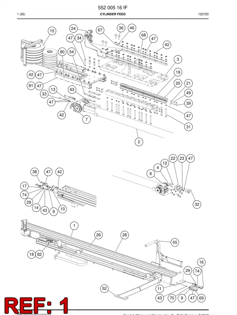 55080149a 550 801 49a Beam, Feed - Sandvik Technical Drawing