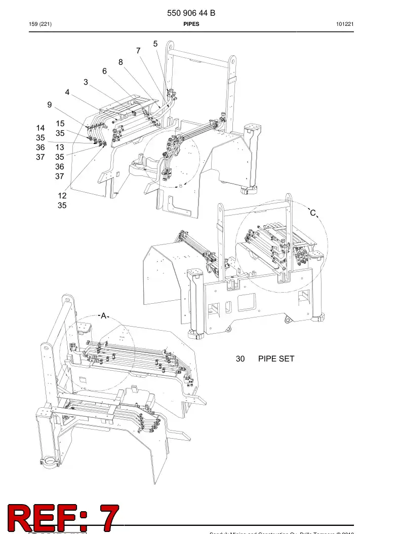 55080238 550 802 38 Return pipe - Sandvik Technical Drawing