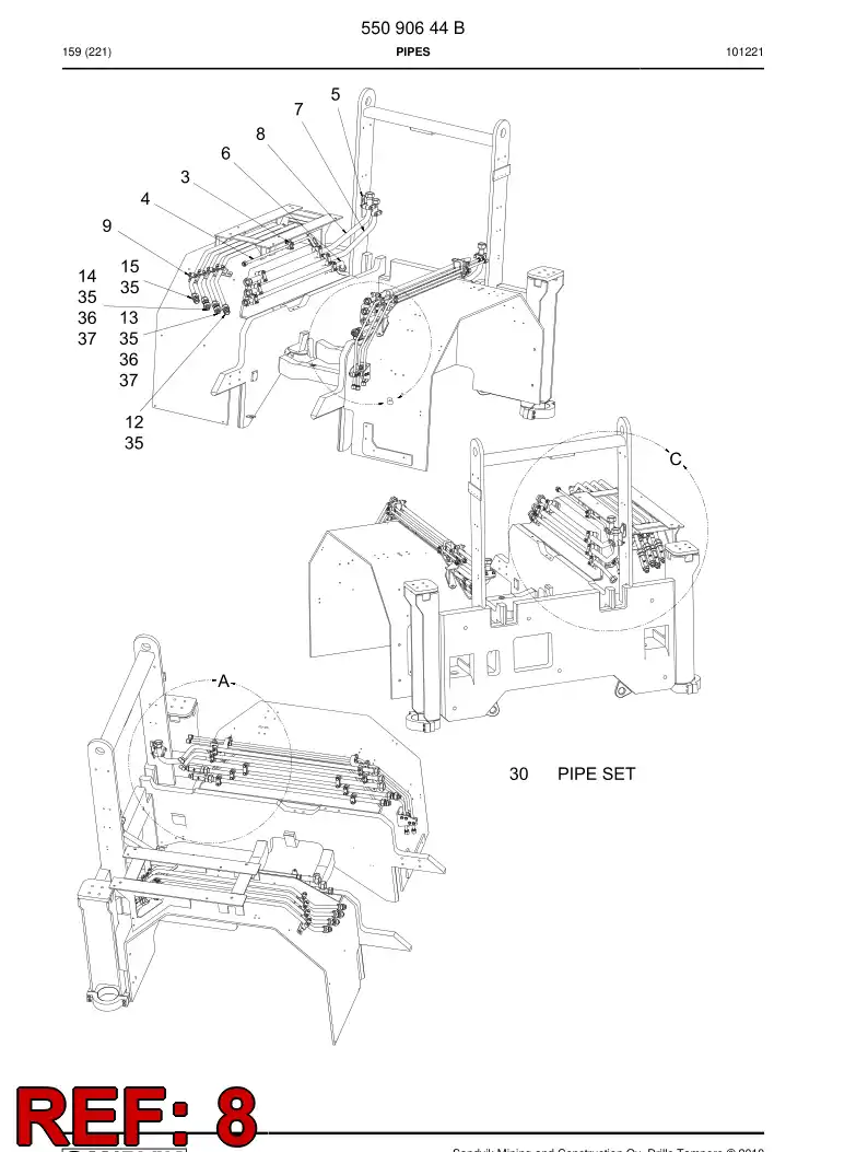 55080239 550 802 39 Return pipe - Sandvik Technical Drawing