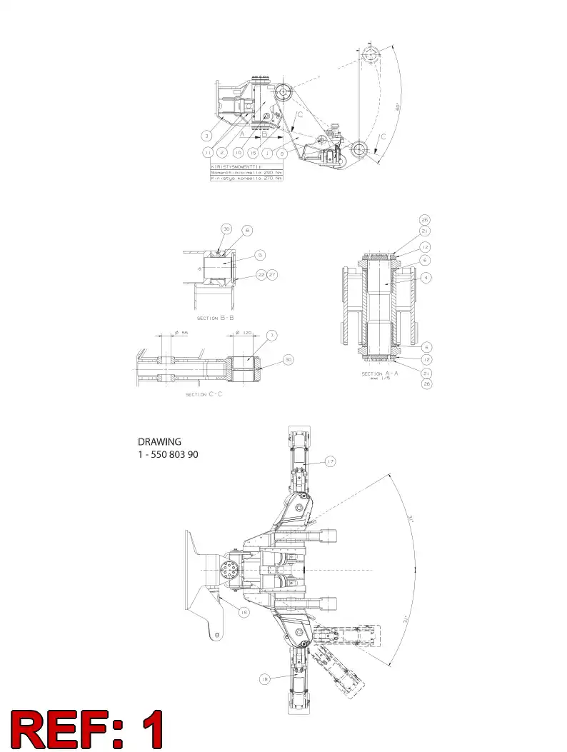 55080373 550 803 73 FRONT FRAME - Sandvik Technical Drawing