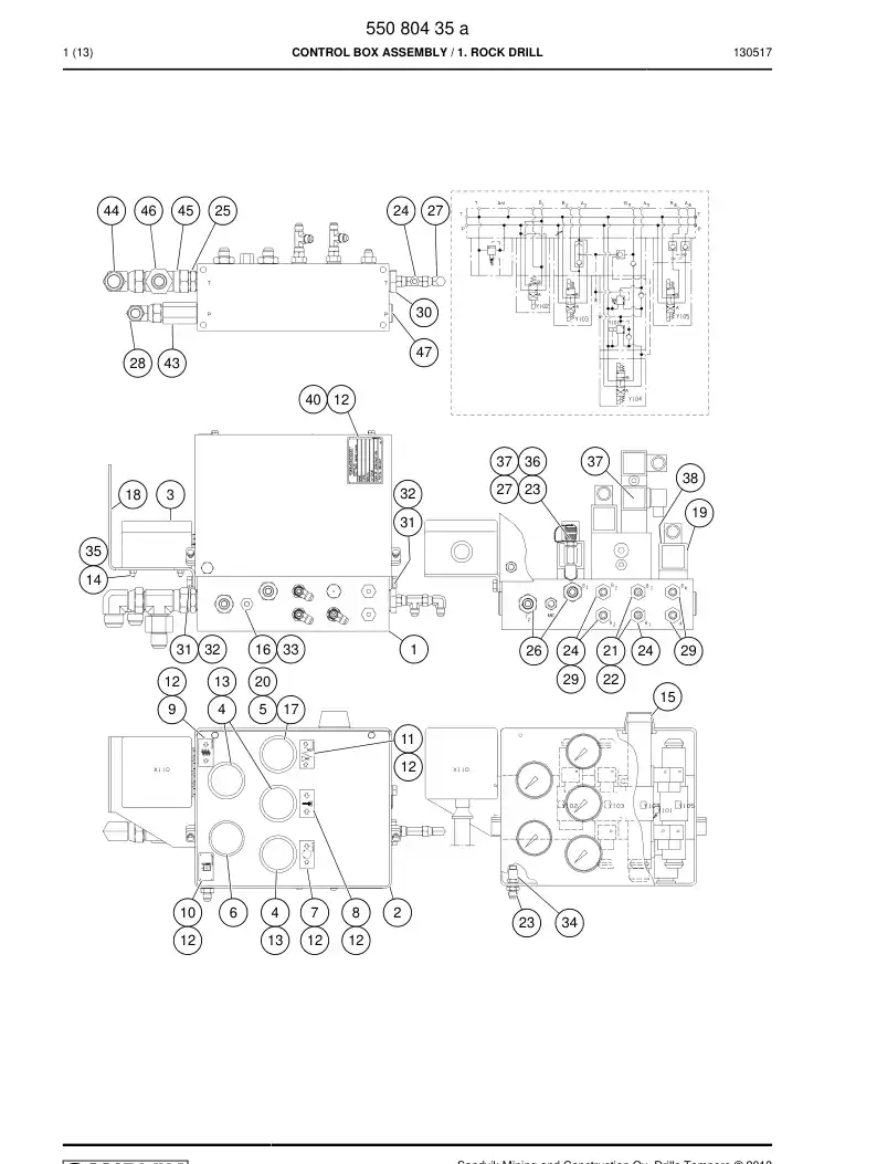 55080435a 550 804 35a Control Box Assembly - Sandvik Technical Drawing