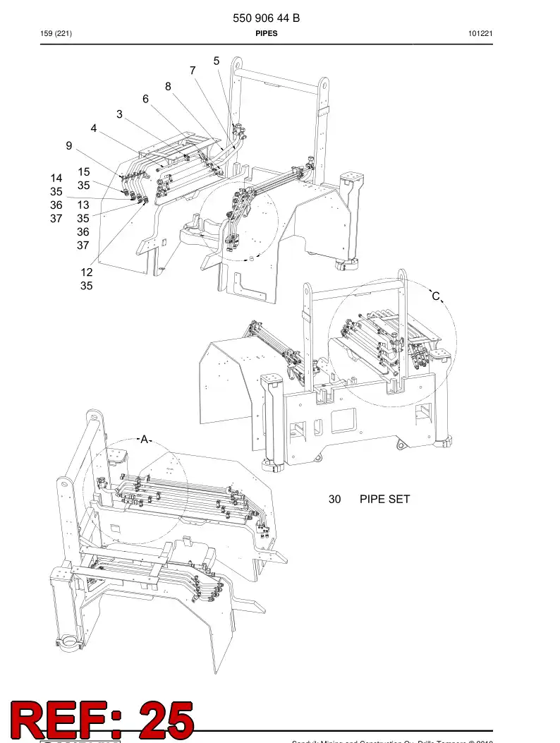 55080442 550 804 42 Pressure pipe - Sandvik Technical Drawing
