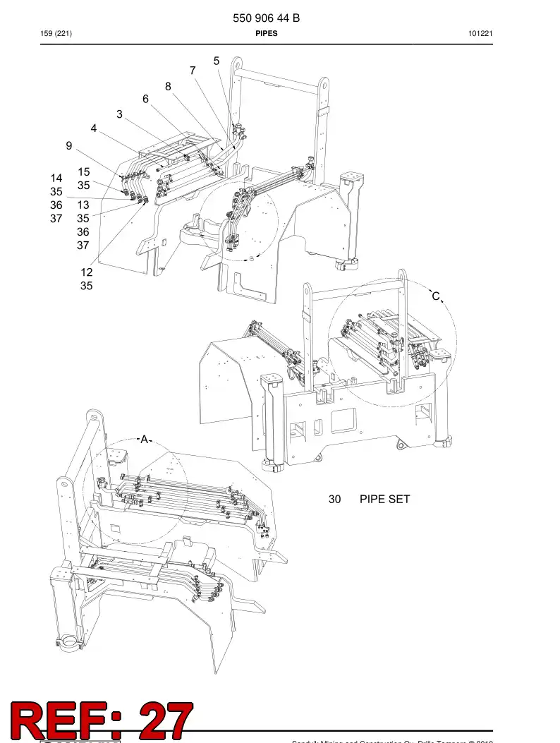 55080444 550 804 44 Return pipe - Sandvik Technical Drawing