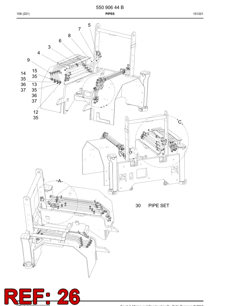 55080445 550 804 45 Pressure pipe - Sandvik Technical Drawing