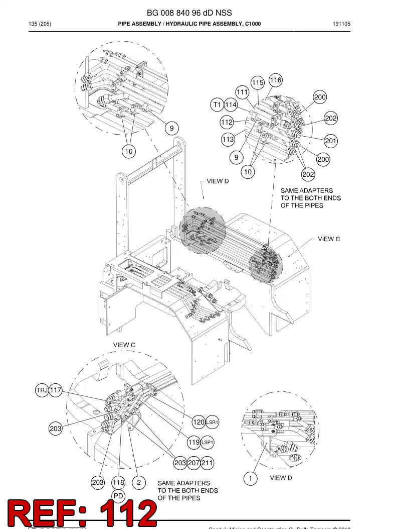 55080446a 550 804 46a Pipe, Pressure - Sandvik Technical Drawing