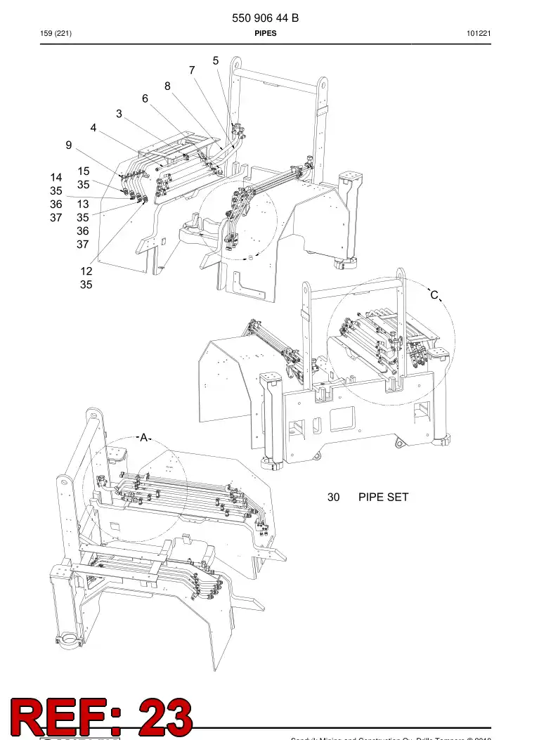 55080447 550 804 47 Intake pipe - Sandvik Technical Drawing
