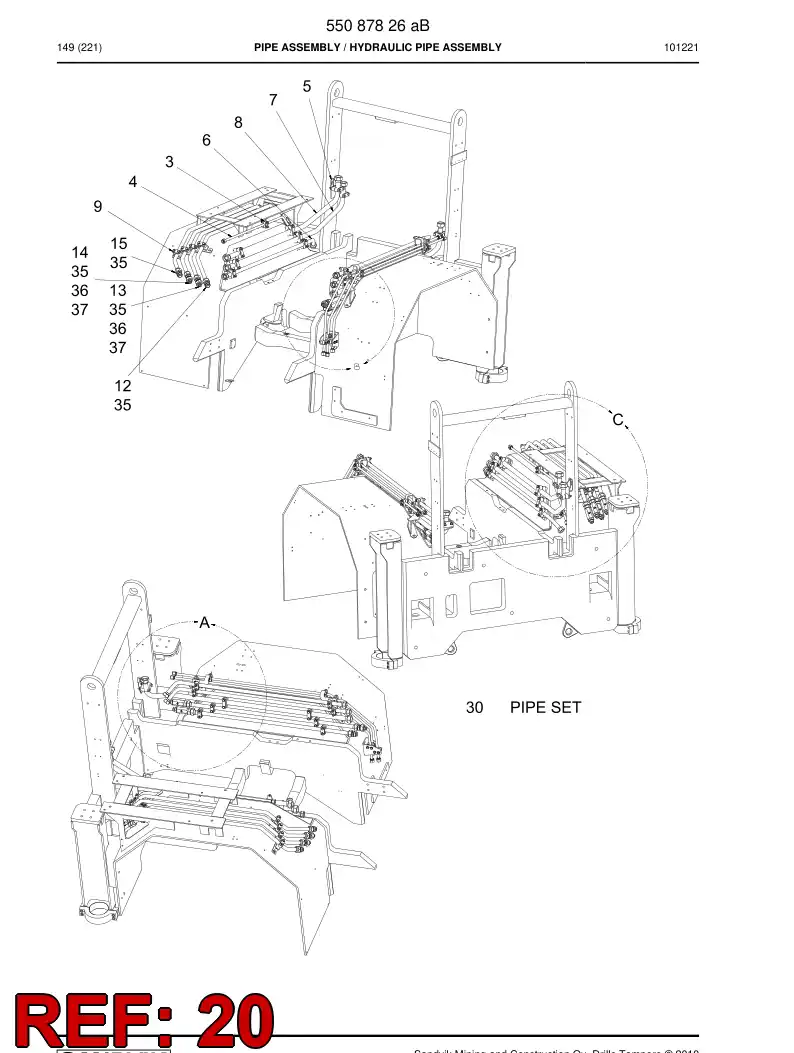 55080492 550 804 92 Pipe clamp - Sandvik Technical Drawing
