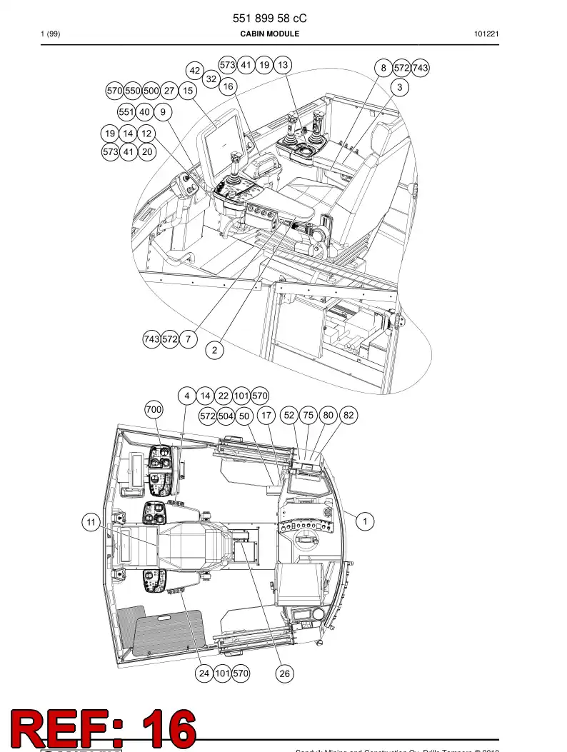 55080506 550 805 06 Keyboard - Sandvik Technical Drawing