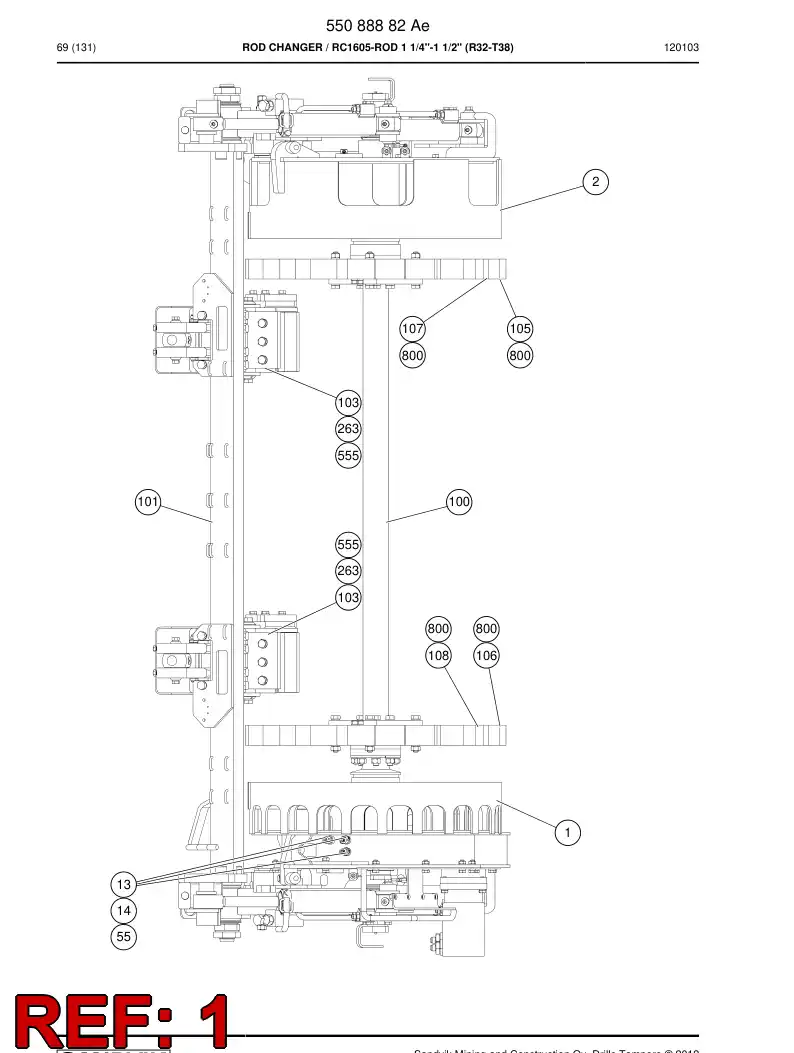55082785 550 827 85 Rear frame - Sandvik Technical Drawing