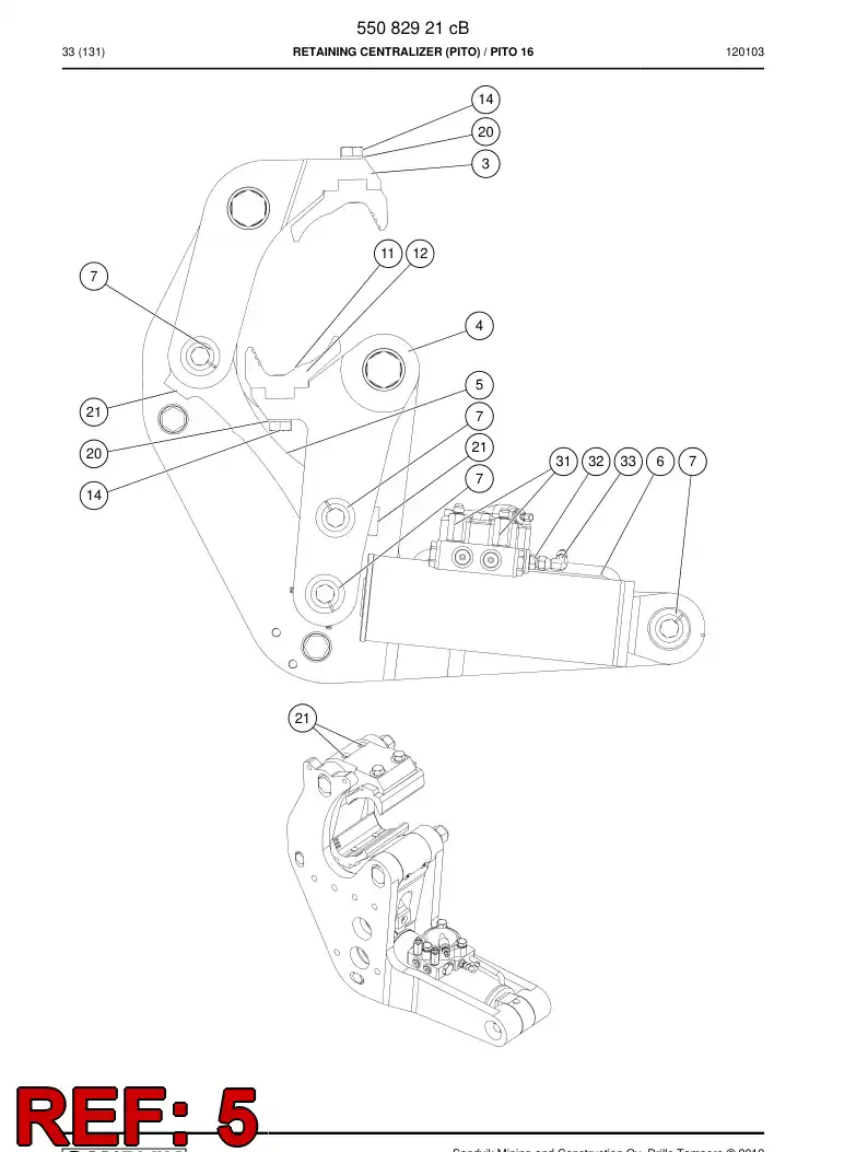 55082927 550 829 27 Transfer lever - Sandvik Technical Drawing