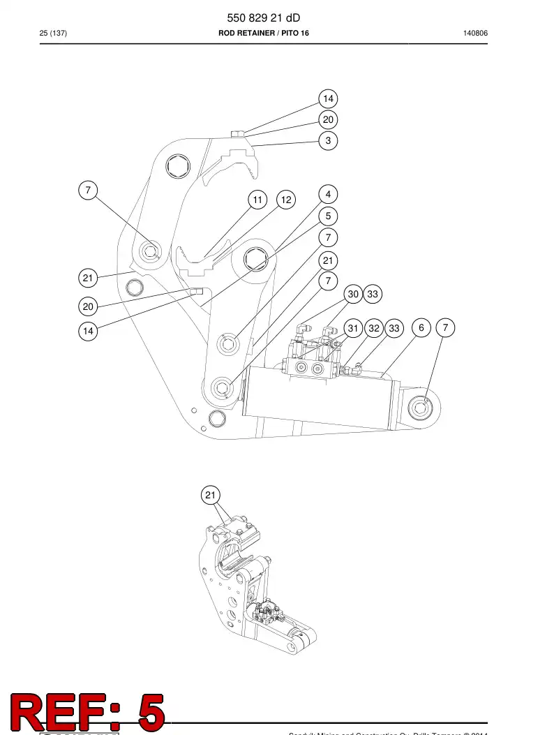 55082927a 550 829 27a ALAVANCA, TRANSFERNCIA - Sandvik Technical Drawing